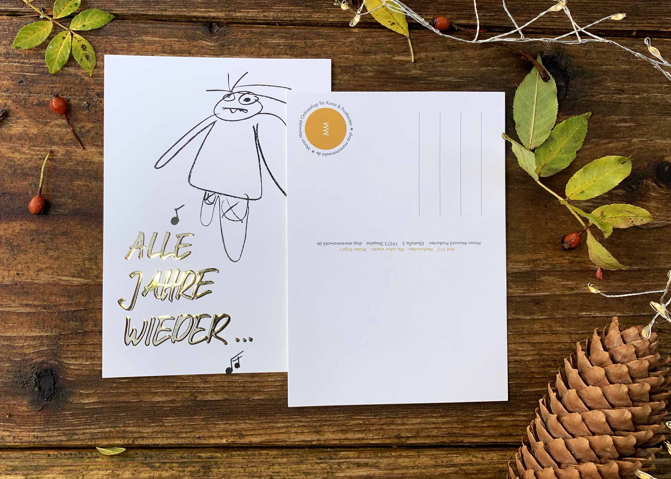 Weihnachts-Postkarte - ALLE JAHRE WIEDER... Müder Engel I