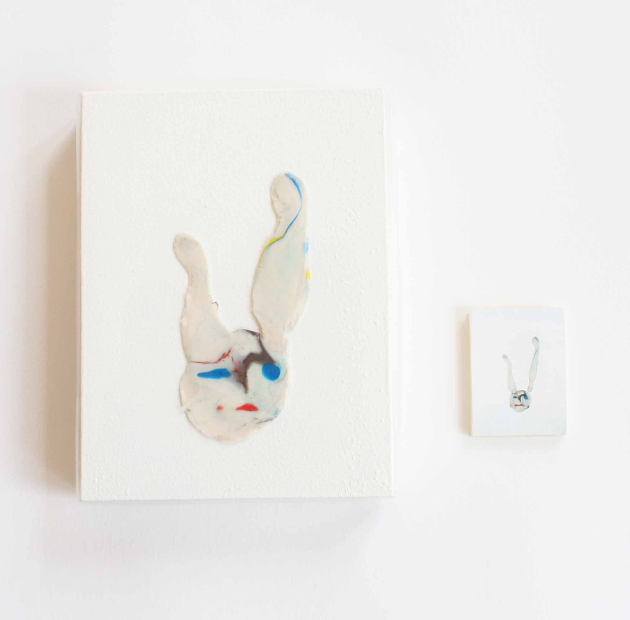 Objekt - Serie Quetschobjekte - Quetschhasen - weißer Hase mit langen Ohren - ca. 12,5 x 16 x 3 cm