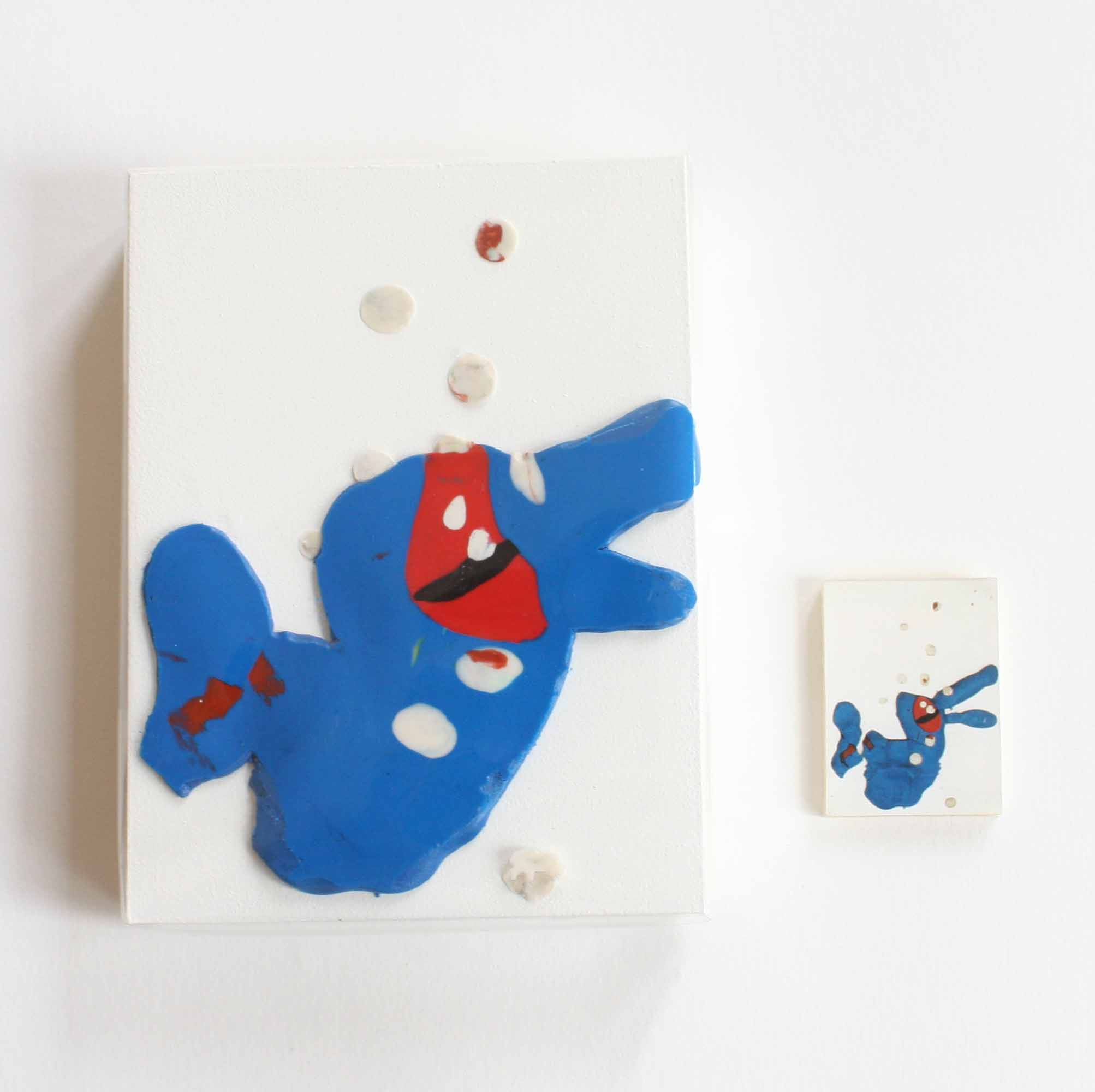 Objekt - Serie Quetschobjekte - Quetschhasen - blauer Hase mit Schnee - ca. 12,5 x 16 x 3 cm