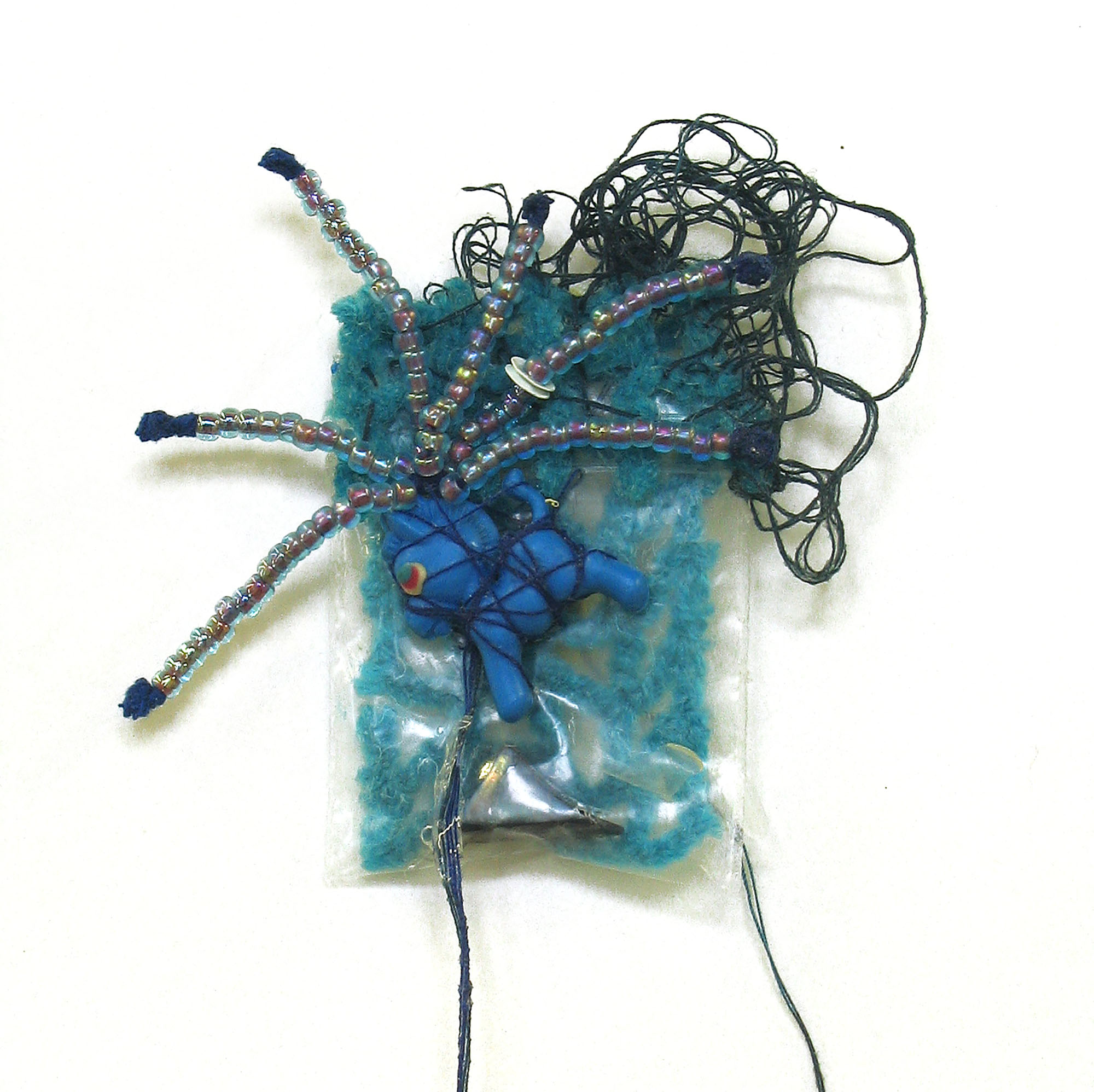 Objekt - Serie Tütenobjekte - blaues Pony mit Anker - ca. 8 x 54 x 1,5 cm 