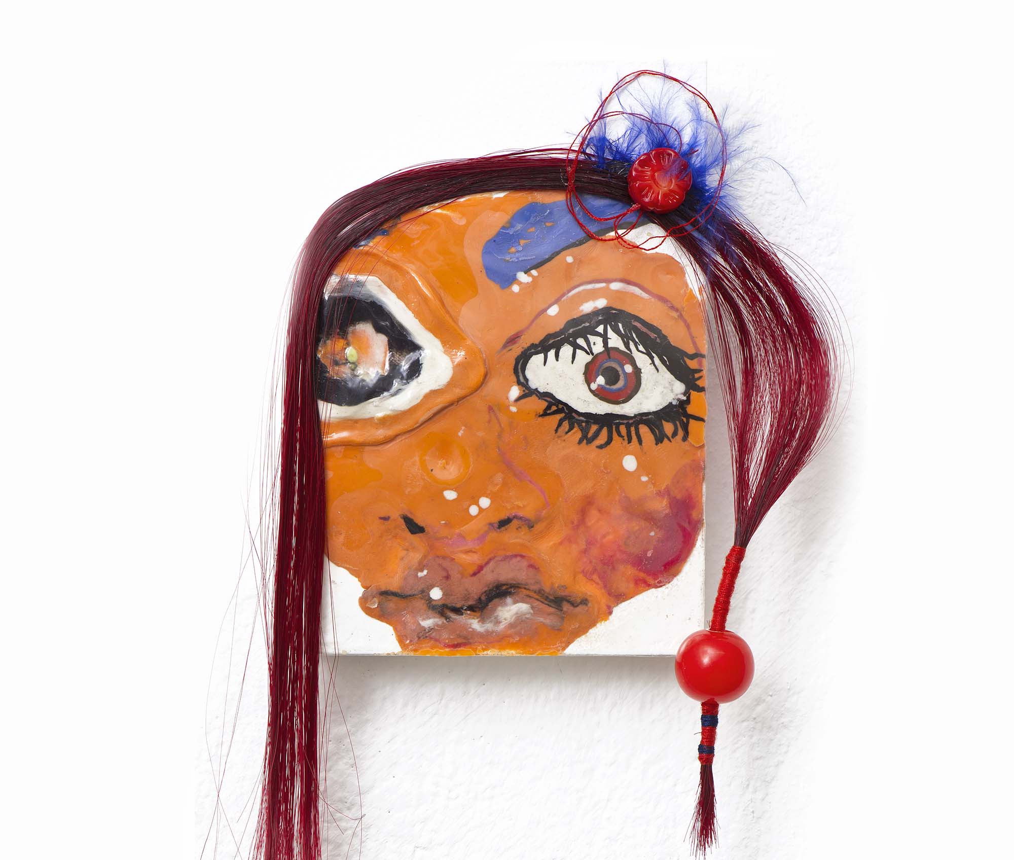 Objekt - DJ Marusha mit blauen Brauen - 13 x 24,5 x 6 cm