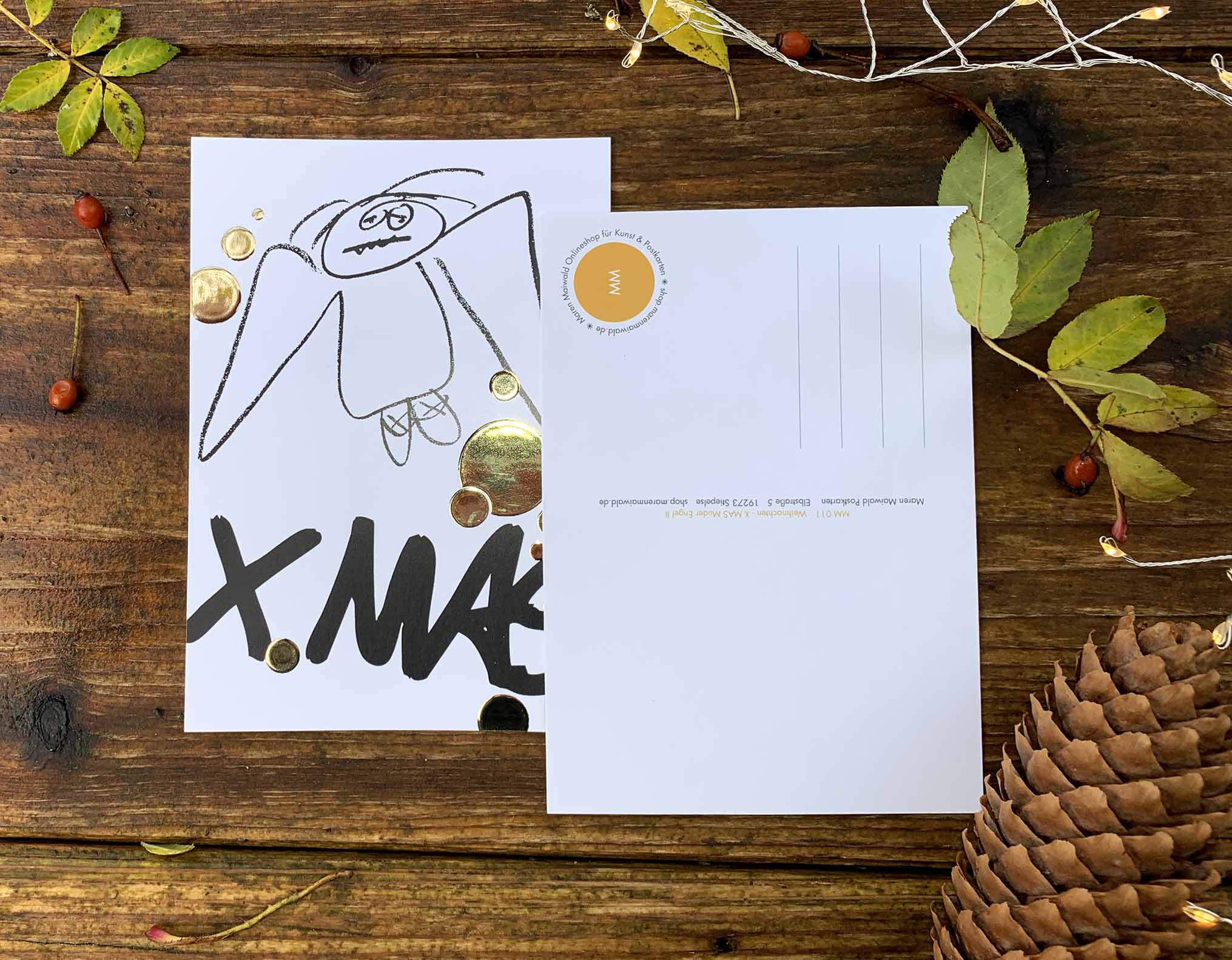 Weihnachts-Postkarte - X MAS - Müder Engel II