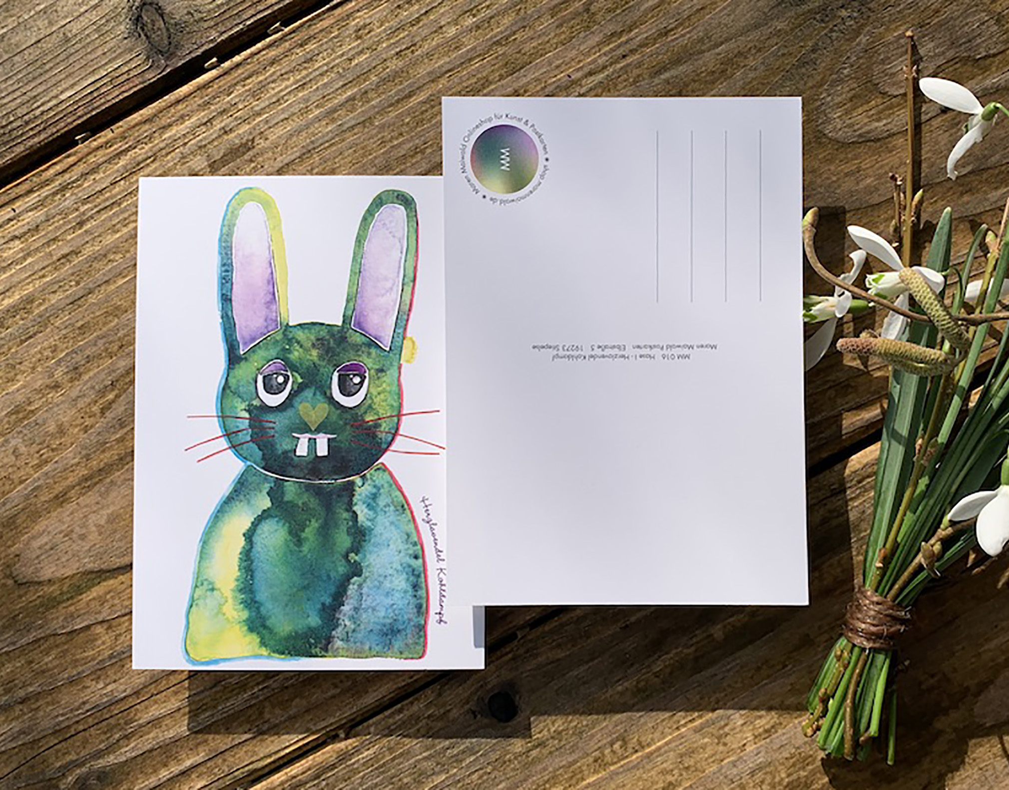 Hasen-Postkarte - Herzlavendel Kohldampf