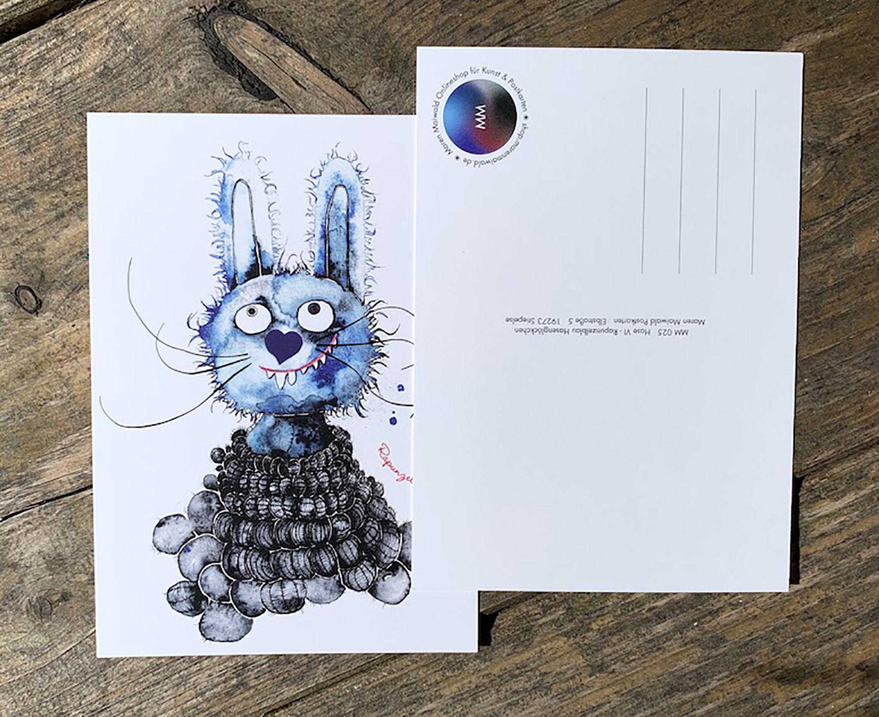 Hasen-Postkarte - Rapunzelblau Hasenglöckchen