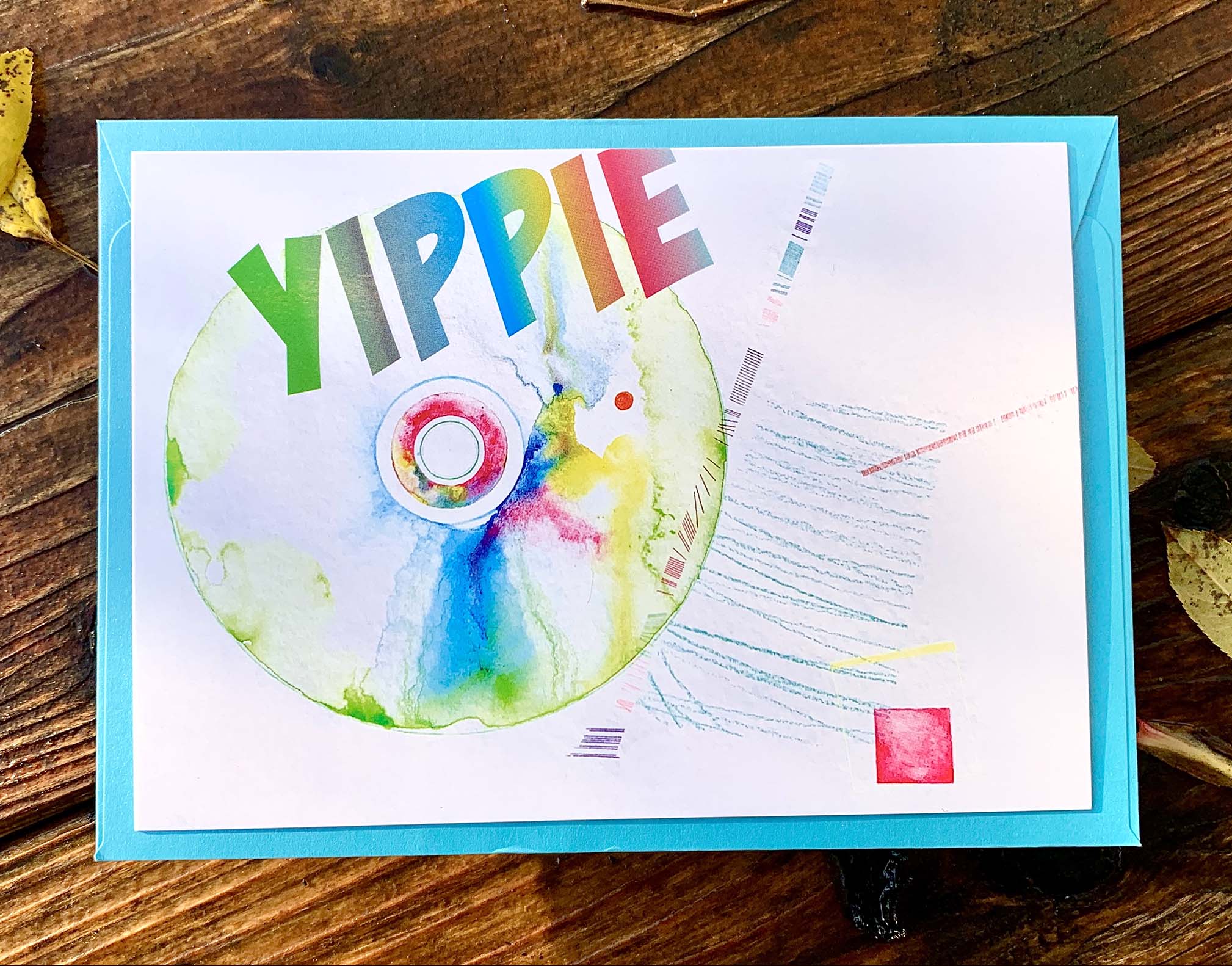 Postkarte & Kuvert Perlmuttblau - YIPPIE