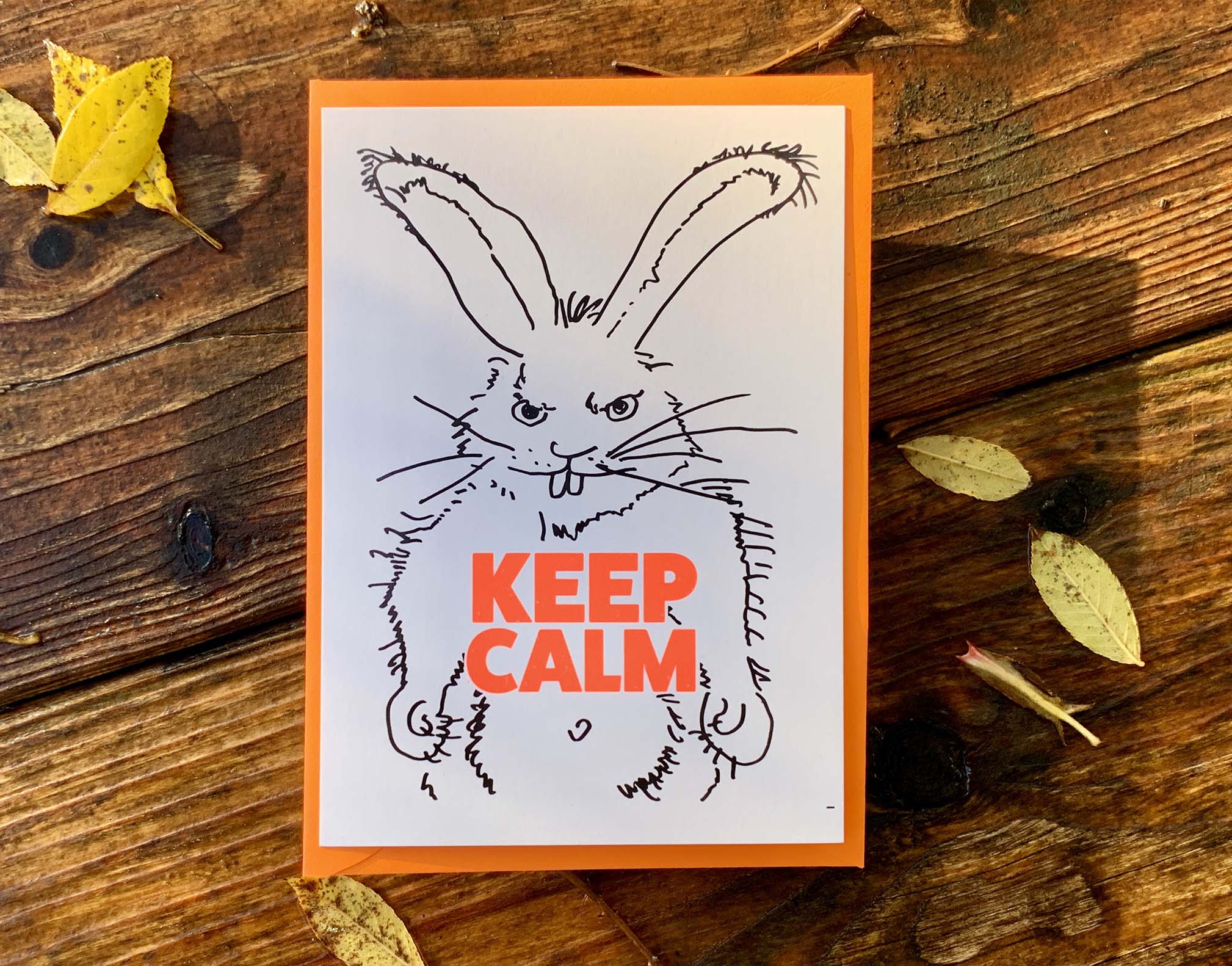 Postkarte & Kuvert Orange - KEEP CALM (Neon)