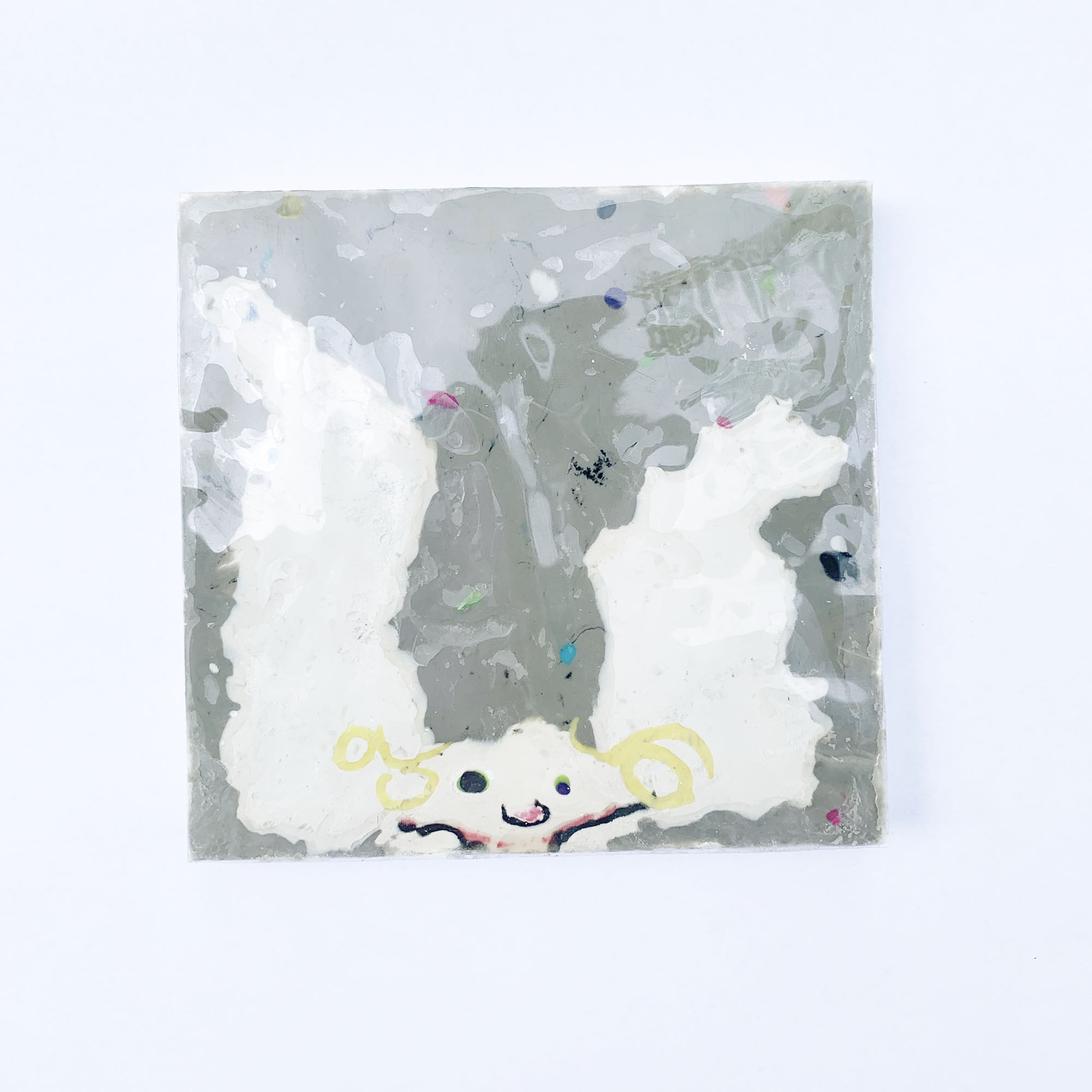 Objekt - Serie Quetschobjekte - Quetschengel mit buntem Schnee - 11 x 10,5 x 1,4 cm